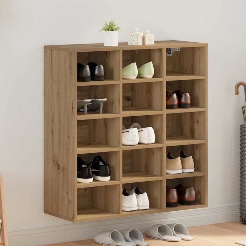 Load image into Gallery viewer, Vidaxl schoenenkast artisan eiken 77,5 x 30 x 83,5 cm bewerkt hout
