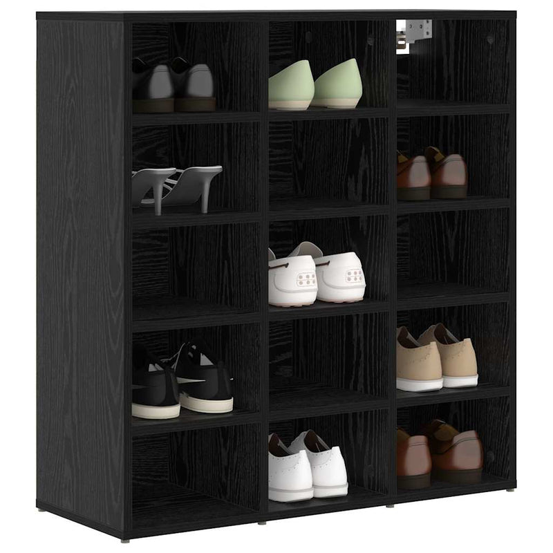 Load image into Gallery viewer, Vidaxl schoenenkast zwart eiken 77,5 x 30 x 83,5 cm bewerkt hout
