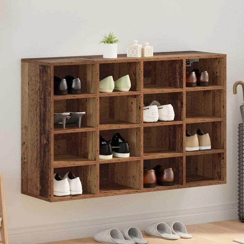 Load image into Gallery viewer, Vidaxl schoenenkast met plank oudhout 103 x 30 x 67 cm bewerkt hout
