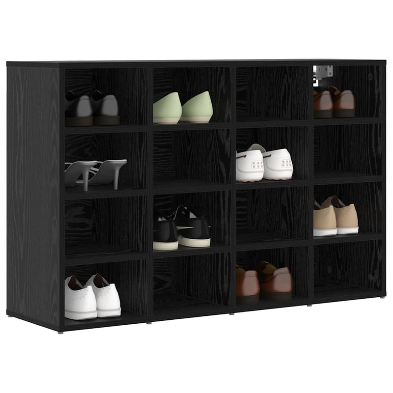Load image into Gallery viewer, Vidaxl schoenenkast zwart eiken 103 x 30 x 67 cm bewerkt hout
