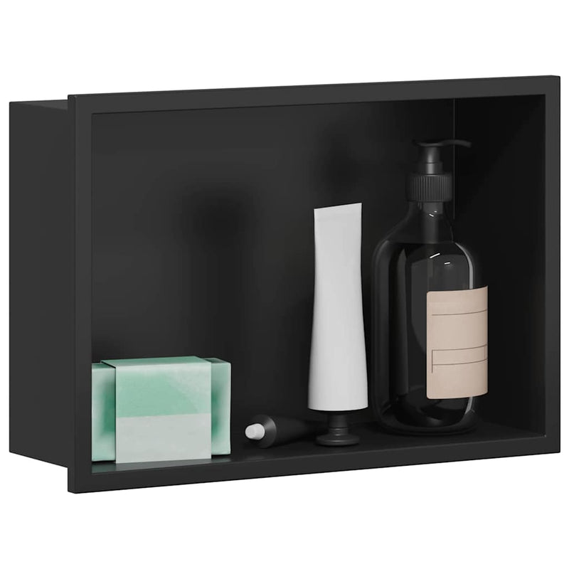 Load image into Gallery viewer, Vidaxl douche niche zwart 30 x 20 x 9,5 cm roestvrij staal
