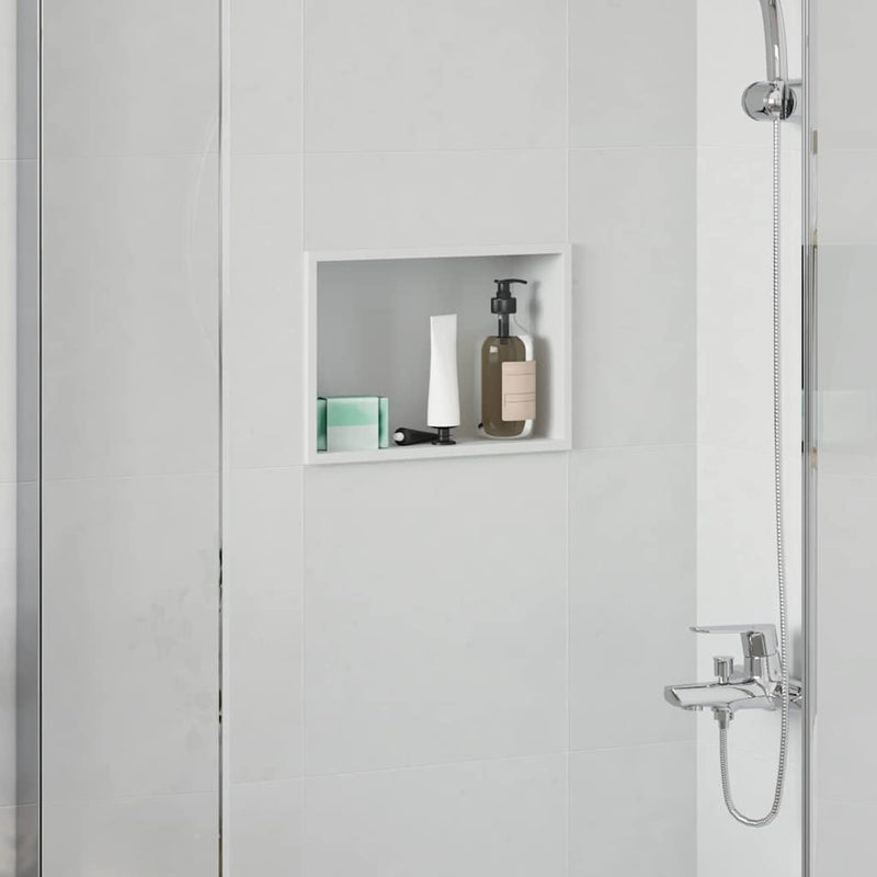 Load image into Gallery viewer, Vidaxl douche niche wit 30 x 20 x 9,5 cm roestvrij staal
