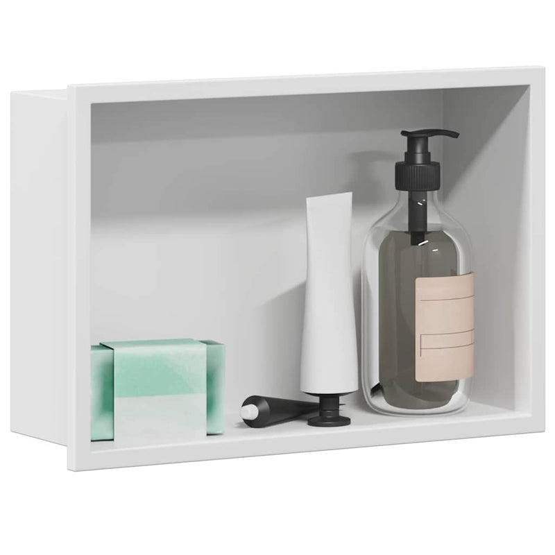 Load image into Gallery viewer, Vidaxl douche niche wit 30 x 20 x 9,5 cm roestvrij staal
