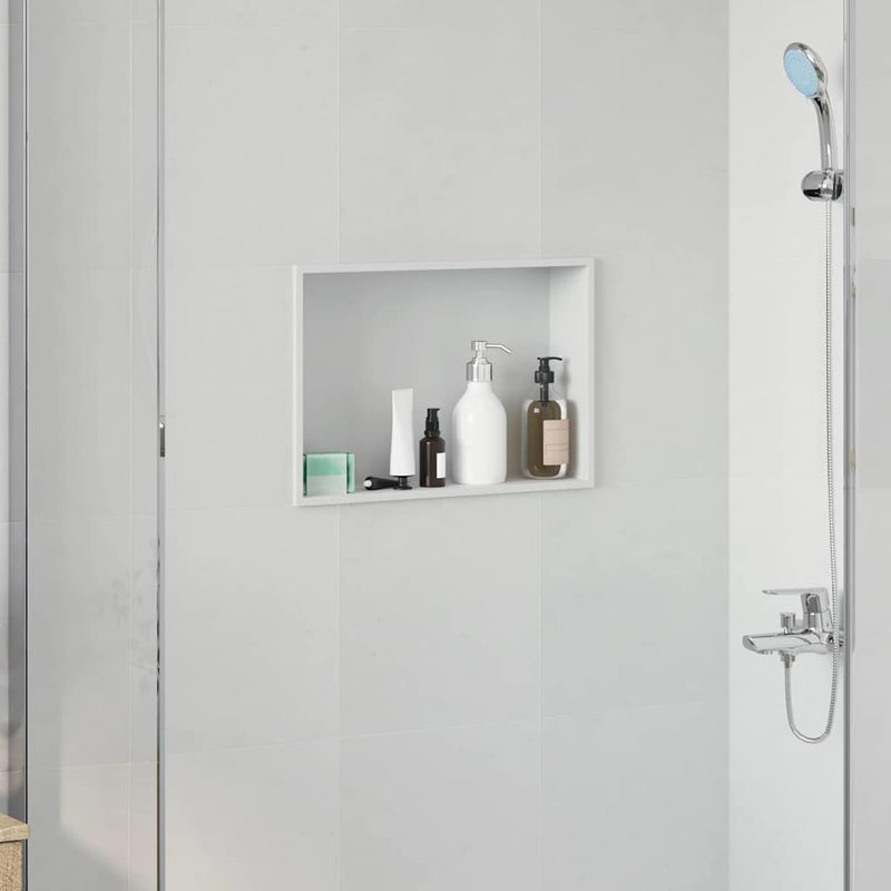 Load image into Gallery viewer, Vidaxl douche niche wit 45 x 30 x 9,5 cm roestvrij staal
