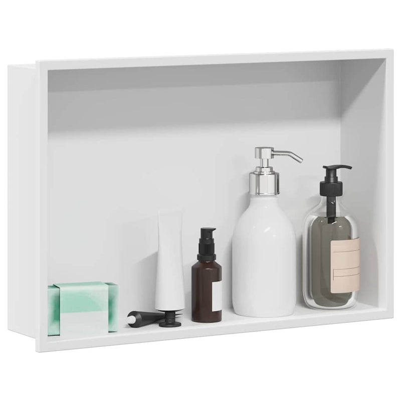 Load image into Gallery viewer, Vidaxl douche niche wit 45 x 30 x 9,5 cm roestvrij staal
