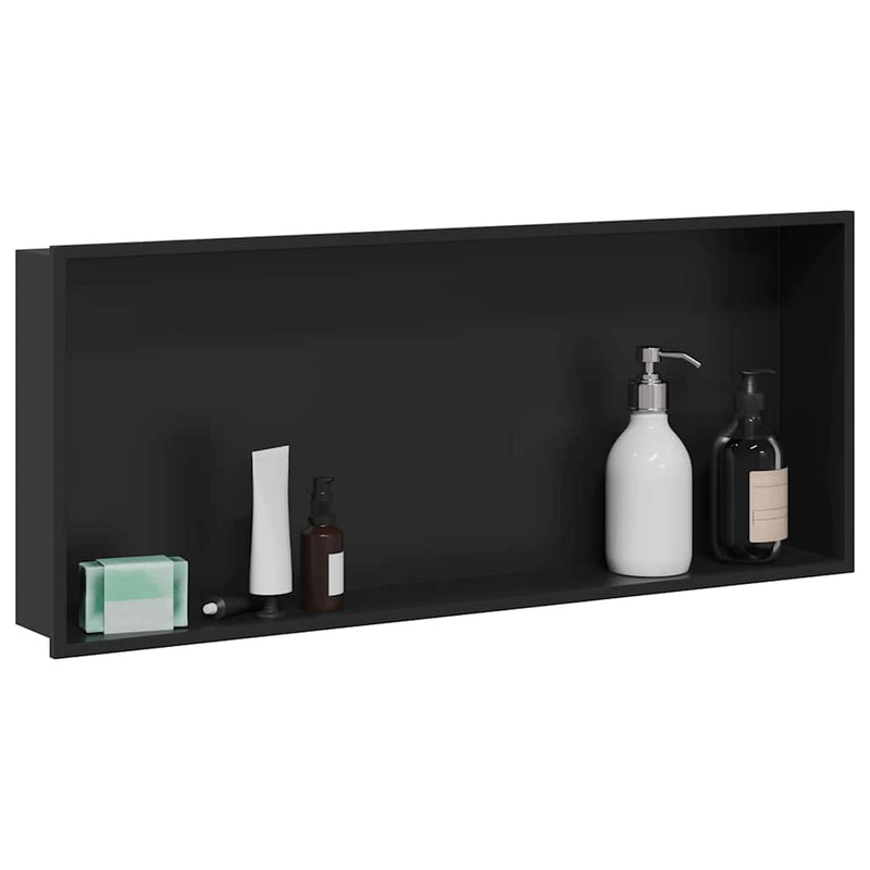 Load image into Gallery viewer, Vidaxl douche niche zwart 75 x 30 x 9,5 cm roestvrij staal
