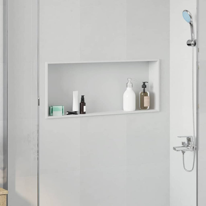 Load image into Gallery viewer, Vidaxl douche niche wit 75 x 30 x 9,5 cm roestvrij staal
