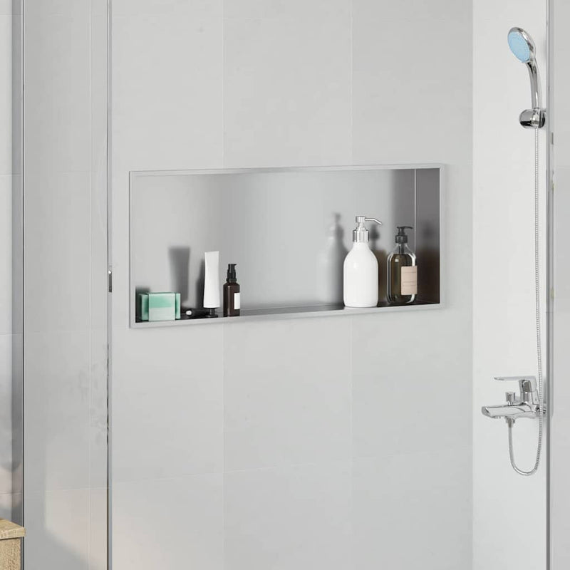 Load image into Gallery viewer, Vidaxl douche niche zilver 75 x 30 x 9,5 cm roestvrij staal
