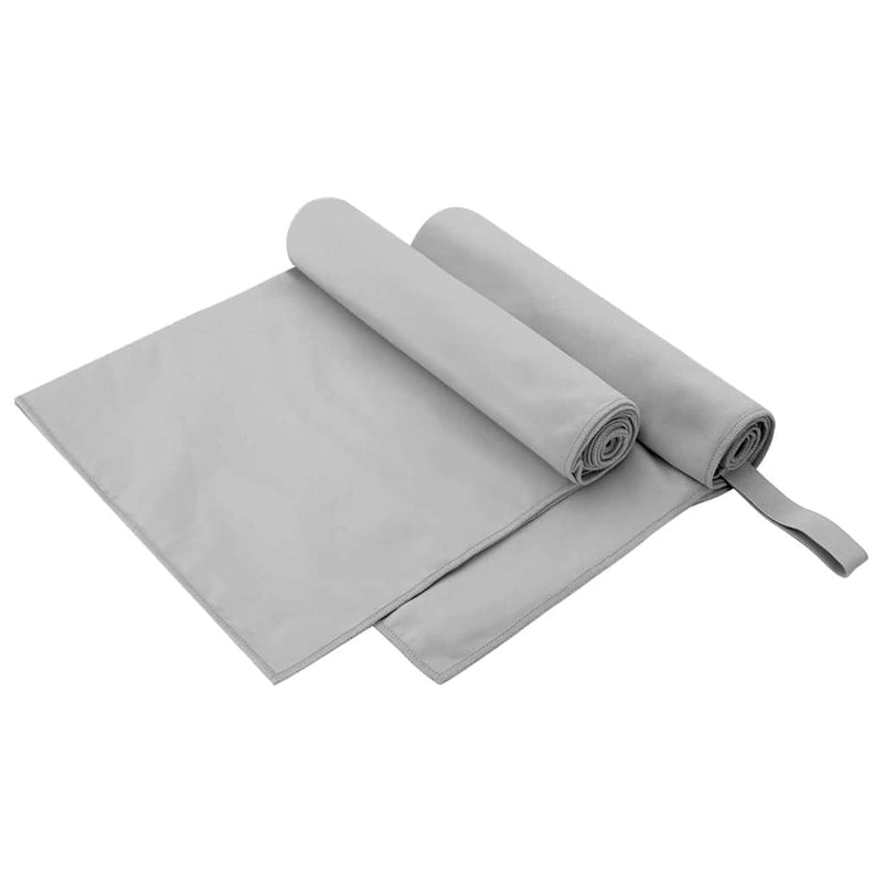 Load image into Gallery viewer, Vidaxl sporthanddoeken 2 pcs grijs 100 x 50 cm polyester en polyamide

