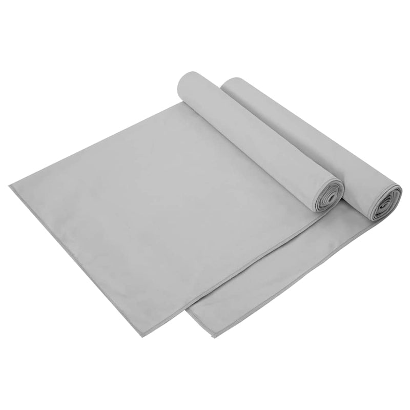 Load image into Gallery viewer, Vidaxl sporthanddoeken 2 pcs grijs 140 x 70 cm polyester en polyamide

