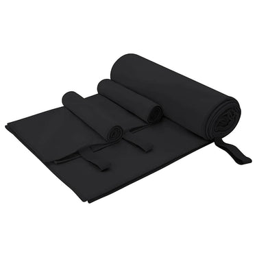 Vidaxl set van sporthanddoeken 3 pcs zwart polyester en polyamide