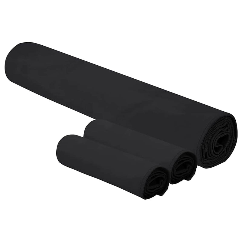 Load image into Gallery viewer, Vidaxl set van sporthanddoeken 3 pcs zwart polyester en polyamide
