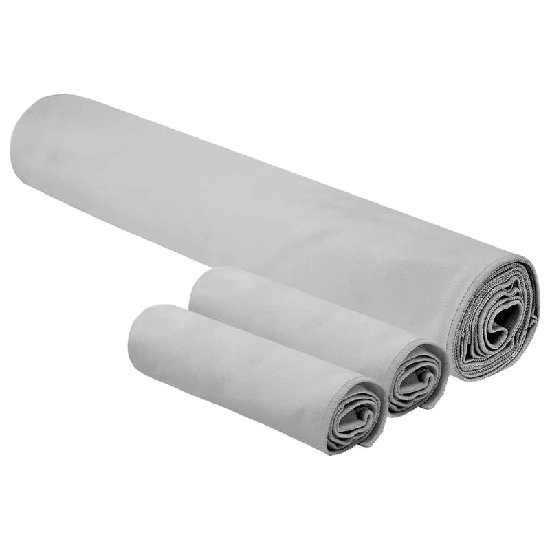 Load image into Gallery viewer, Vidaxl set van sporthanddoeken 3 pcs grijs polyester en polyamide
