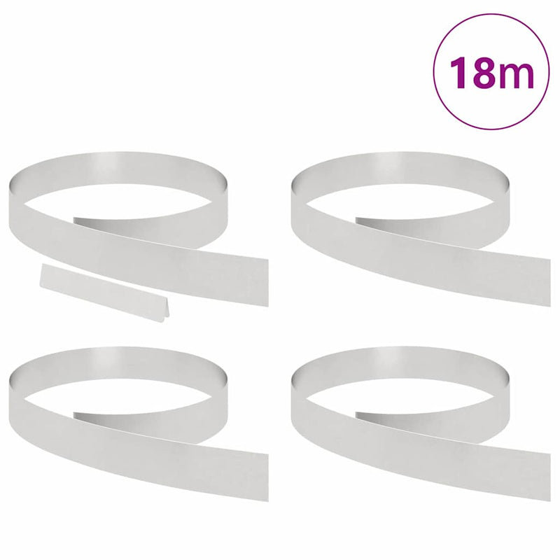 Load image into Gallery viewer, Vidaxl tuinrand 4 pcs zilver 450 x 0.05 x 15 cm roestvrij staal
