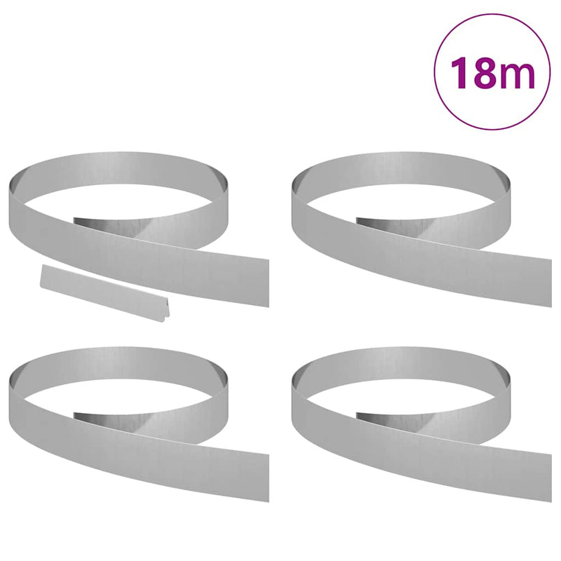 Load image into Gallery viewer, Vidaxl tuinrand 4 pcs zilver 450 x 0.05 x 15 cm gegalvaniseerd staal
