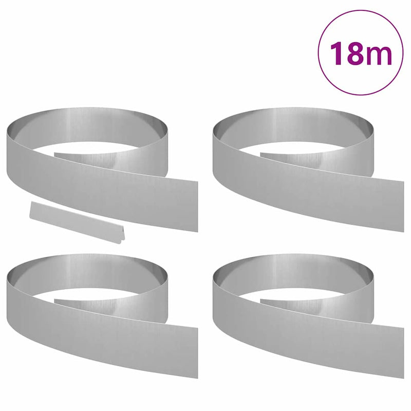 Load image into Gallery viewer, Vidaxl tuinrand 4 pcs zilver 450 x 0.05 x 15 cm gegalvaniseerd staal
