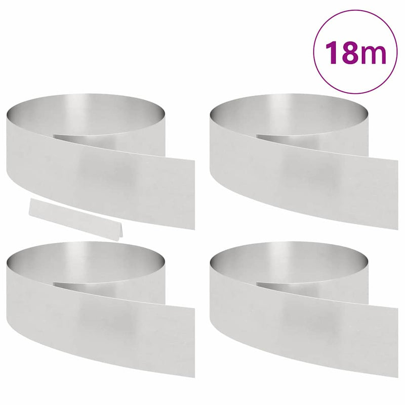Load image into Gallery viewer, Vidaxl tuinrand 4 pcs zilver 450 x 0.05 x 15 cm roestvrij staal
