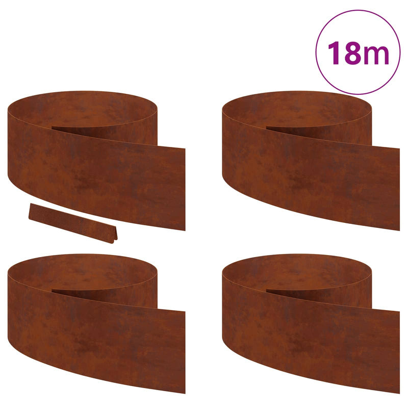 Load image into Gallery viewer, Vidaxl tuinrand 4 pcs roestig 450 x 0.05 x 15 cm cortenstaal
