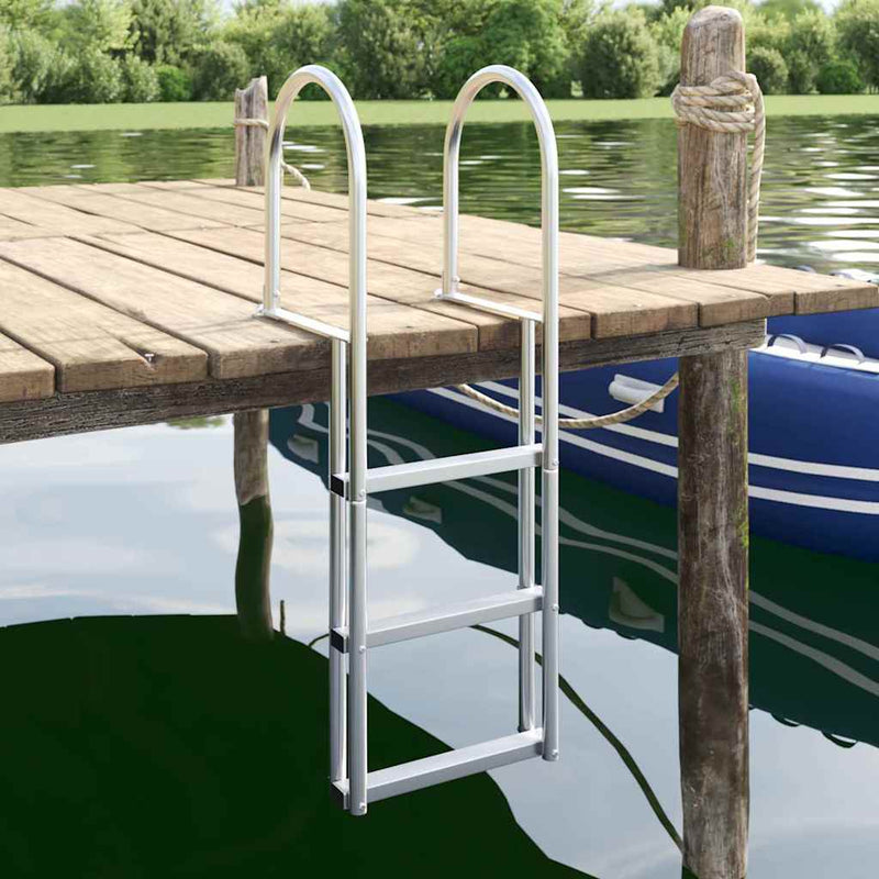 Load image into Gallery viewer, Vidaxl 3-traps steigerladder zilver 45 x 11,5 x 134 cm aluminium
