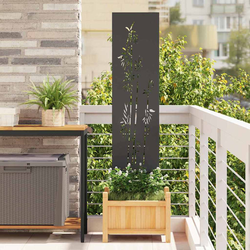 Load image into Gallery viewer, Vidaxl tuin privacy screen bloemen zwart 32 x 140 cm koudgewalst staal
