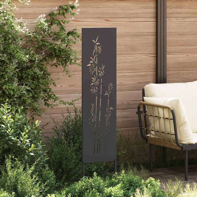 Load image into Gallery viewer, Vidaxl tuin privacy screen bloemen zwart 32 x 140 cm koudgewalst staal
