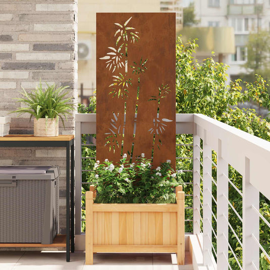Vidaxl tuin privacy screen bloemen roestig 50 x 140 cm cortenstaal