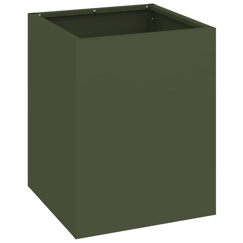 Load image into Gallery viewer, Vidaxl tuin bloempot olijf groen 32 x 32 x 40 cm koudgewalst staal
