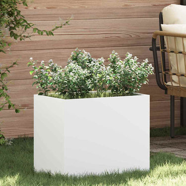 Vidaxl tuin bloempot wit 50 x 32 x 40 cm koudgewalst staal