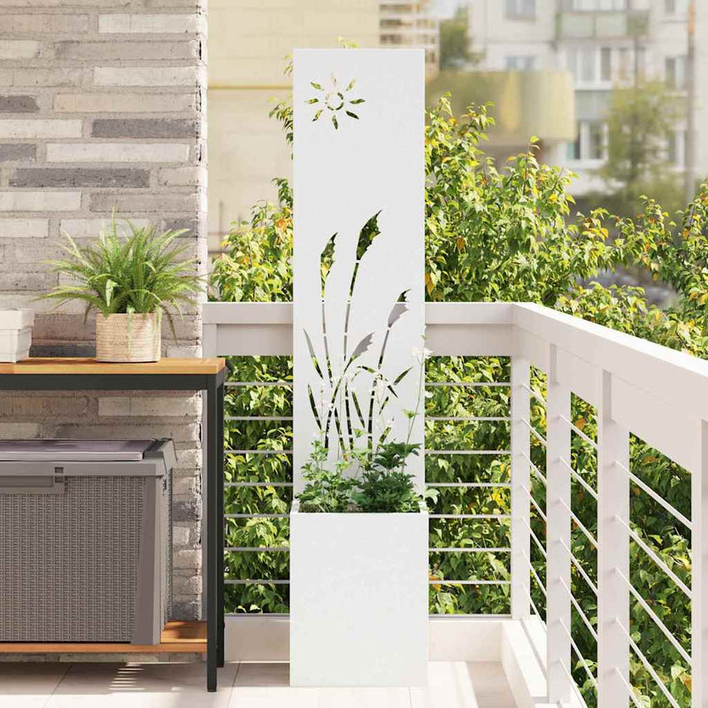 Load image into Gallery viewer, Vidaxl tuin privacy screen fretwerk wit 32 x 140 cm koudgewalst staal
