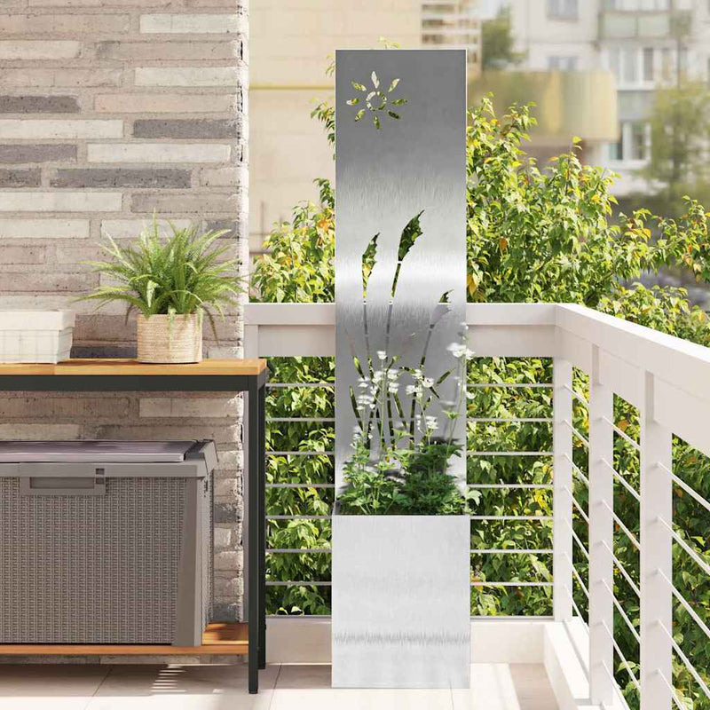 Load image into Gallery viewer, Vidaxl tuin privacy screen fretwerk zilver 32 x 140 cm roestvrij staal
