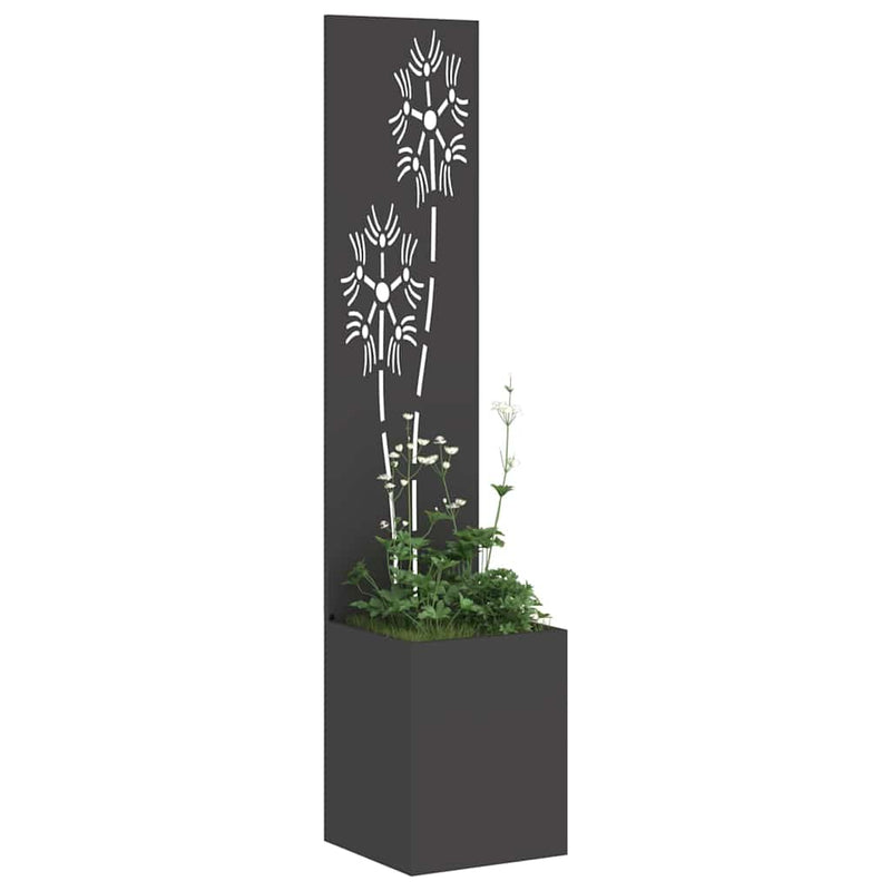 Load image into Gallery viewer, Vidaxl tuin privacy screen bloemen zwart 32 x 140 cm koudgewalst staal

