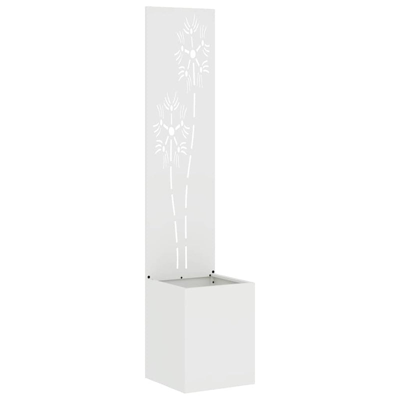 Load image into Gallery viewer, Vidaxl tuin privacy screen bloemen wit 32 x 140 cm koudgewalst staal
