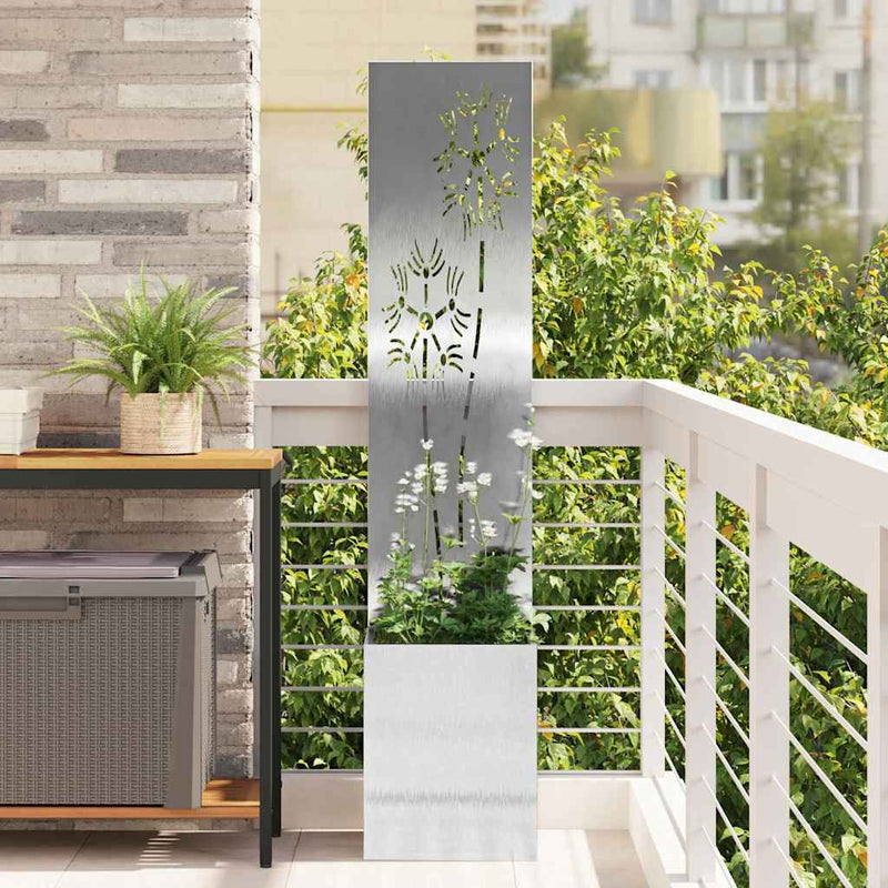 Load image into Gallery viewer, Vidaxl tuin privacy screen bloemen zilver 32 x 140 cm roestvrij staal
