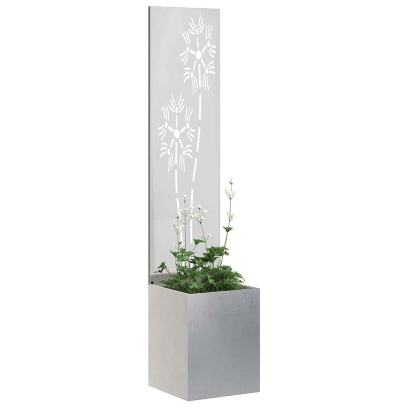 Load image into Gallery viewer, Vidaxl tuin privacy screen bloemen zilver 32 x 140 cm roestvrij staal
