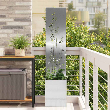 Vidaxl tuin privacy screen bloemen zilver 32 x 140 cm roestvrij staal
