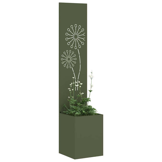 Vidaxl tuin privacy screen olijfgroen 32 x 140 cm koudgewalst staal