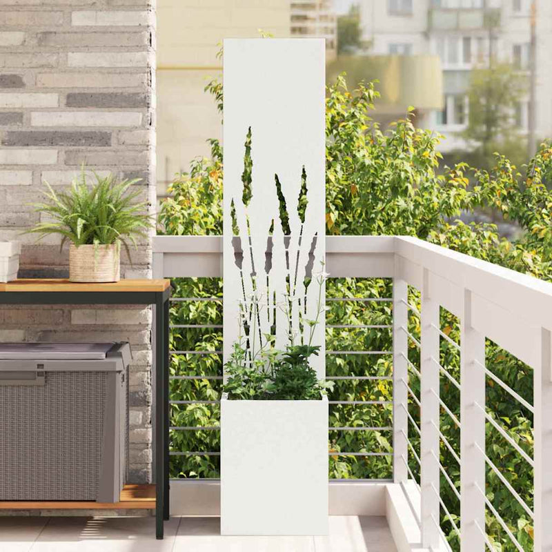 Load image into Gallery viewer, Vidaxl tuin privacy screen fretwerk wit 32 x 140 cm koudgewalst staal
