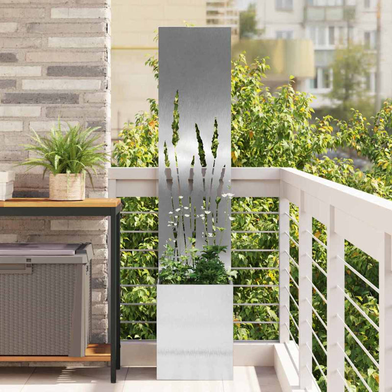 Load image into Gallery viewer, Vidaxl tuin privacy screen fretwerk zilver 32 x 140 cm roestvrij staal
