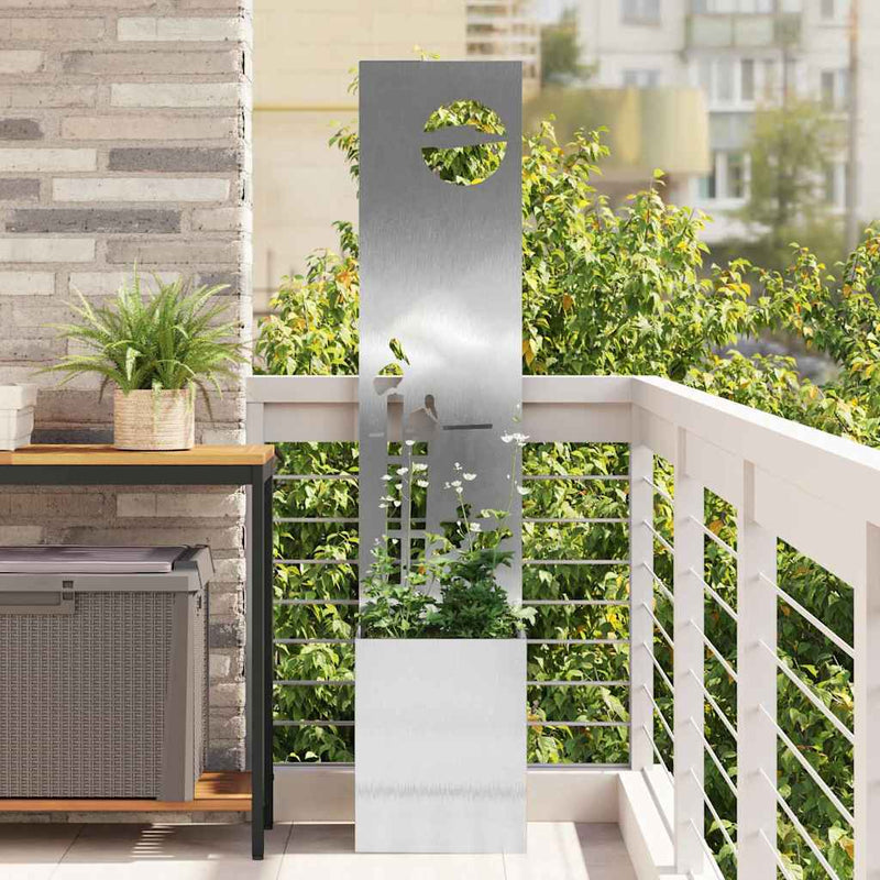 Load image into Gallery viewer, Vidaxl tuin privacy screen fretwerk zilver 32 x 140 cm roestvrij staal
