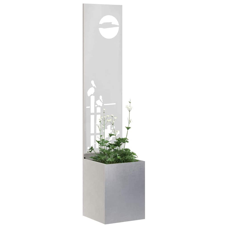 Load image into Gallery viewer, Vidaxl tuin privacy screen fretwerk zilver 32 x 140 cm roestvrij staal
