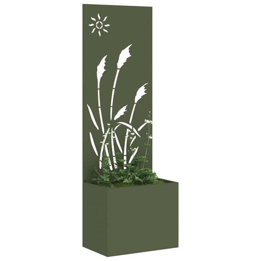 Vidaxl tuin privacy screen olijfgroen 50 x 140 cm koudgewalst staal