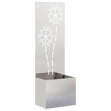 Vidaxl tuin privacy screen bloemen zilver 50 x 140 cm roestvrij staal