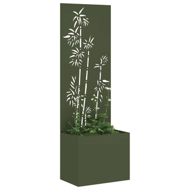 Vidaxl tuin privacy screen olijfgroen 50 x 140 cm koudgewalst staal