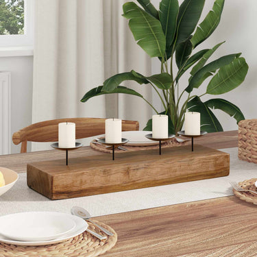 Vidaxl kaarsenhouder naturel 50 x 15 x 10 cm massief teakhout