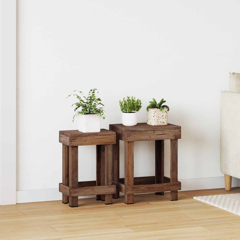 Load image into Gallery viewer, Vidaxl plantenstandaard 2 pcs bruin 70 x 11 x 27 cm mahoniehout
