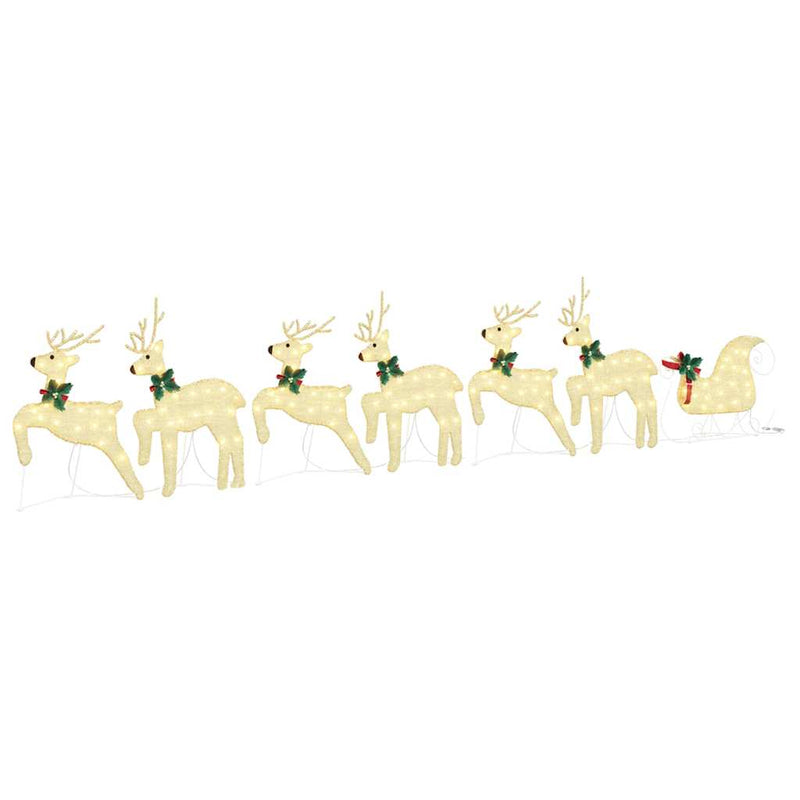 Load image into Gallery viewer, Vidaxl led rendieren 7 pcs goud stof
