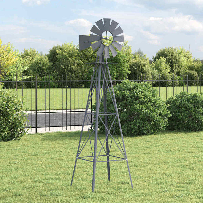 Load image into Gallery viewer, Vidaxl windmolen grijs 84 x 68 x 245 cm ijzer
