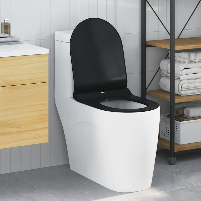 Load image into Gallery viewer, Vidaxl toiletzitting verstelbaar zwart 50 x 36,5 x 5 cm polypropyleen
