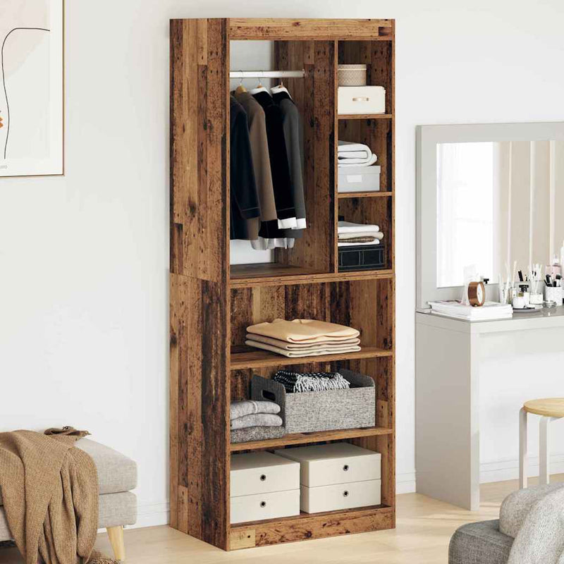 Load image into Gallery viewer, Vidaxl kledingkast met plank met opslag oudhout 77 x 48 x 102 cm

