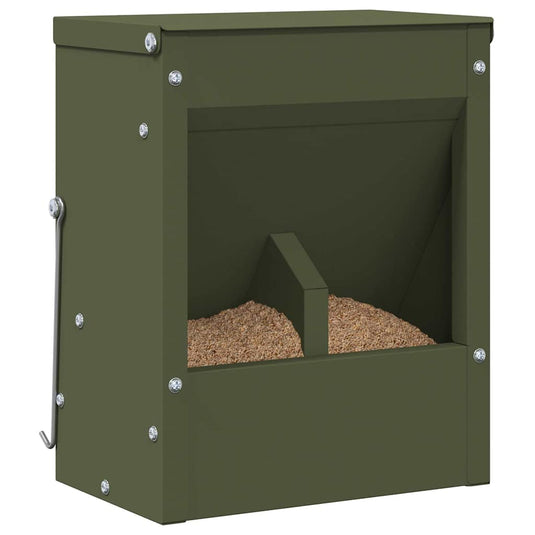 Vidaxl konijnenvoer olijf groen 20 x 12,5 x 25 cm koudgewalst staal